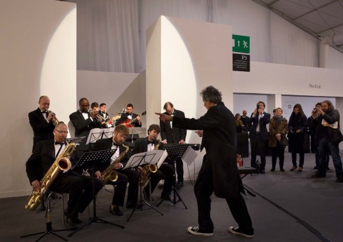 Orchestra playing the overture from Kaufman&amp;rsquo;s 1979 variety show Andy Kaufman Plays Carnegie Hall at Frieze Projects, London.