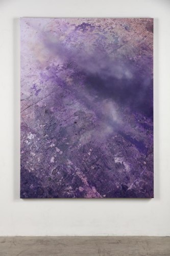 Purple mixed media on polyester painting by Julian Schnabel