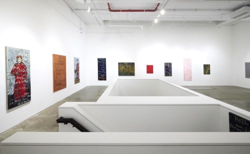 Installation view of Rene Ricard, Growing Up in America