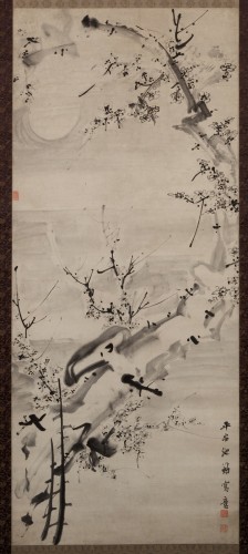 Ike Taiga - Flowering plum tree with full moon - Artworks - Joan B Mirviss LTD | Japanese Fine Art | Japanese Ceramics