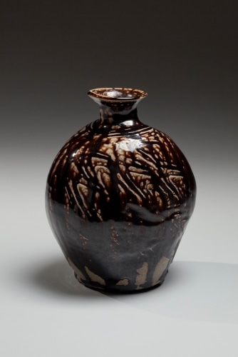 Hamada Shōji - Flattened vessel with textured surface - Artworks - Joan B Mirviss LTD | Japanese Fine Art | Japanese Ceramics