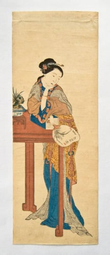 Nagasaki School - Chinese woman with a fan - Artworks - Joan B Mirviss LTD | Japanese Fine Art | Japanese Ceramics