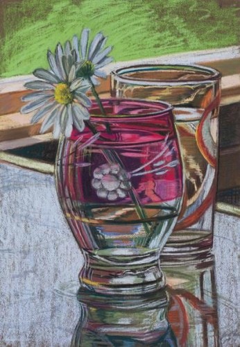 Daisies, 1973. Pastel on paper, 22 1/4 x 15 3/4 in.