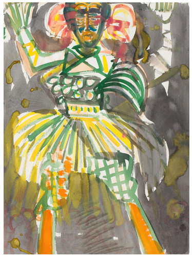 Carnival Stilt Walker, 1984-87, Watercolor and collage on paper