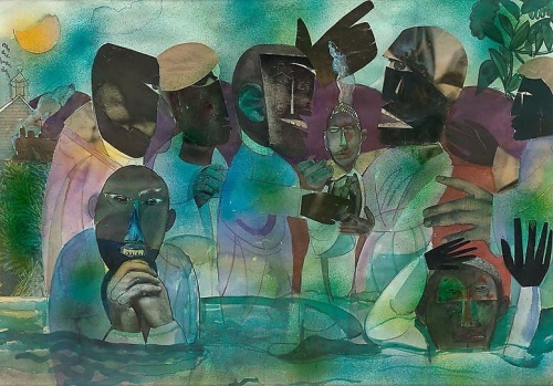 Baptism, 1973 Collage, ink, acrylic, and pencil on paper