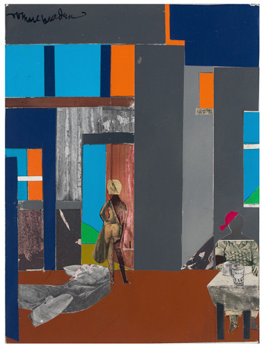 Blue Monday, 1969, Collage of various papers on fiberboard, mounted to plywood