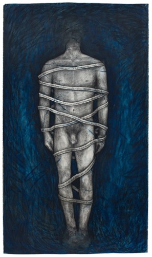 Tied, 1993 Oil stick and charcoal on paper