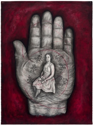 Hand XIII, 1995, Oil stick and charcoal on paper