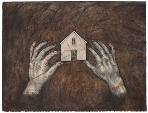 House II, 1989, Oil stick and charcoal on paper