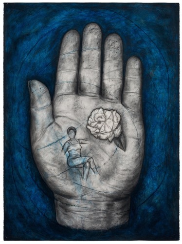 Hand II, 1996, Oil stick and charcoal on paper