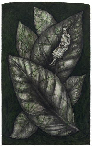 Leaves, 1992, Oil stick and charcoal on paper