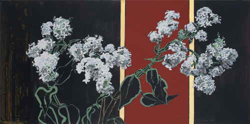 Night White Lilac, 2016, Oil, acrylic, and gold leaf on canvas
