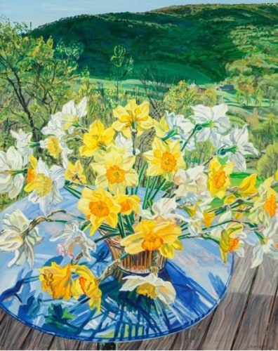 Daffodils &amp;amp; Spring Trees, 1988, Oil on linen