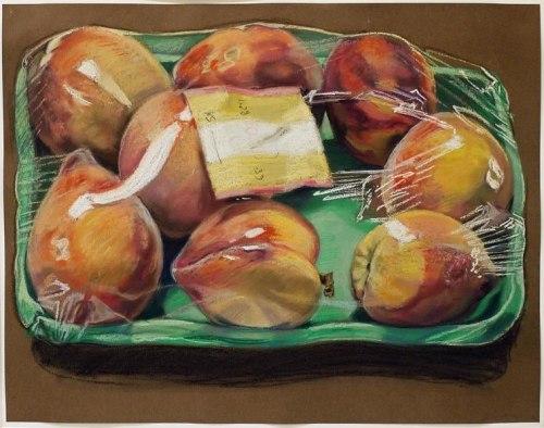 Box of Peaches, 1972. Pastel on paper, 20 x 26 in.