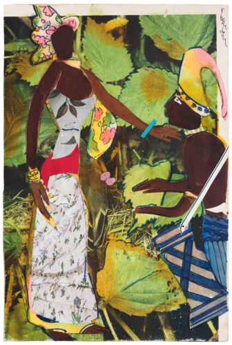 Bayou Fever, Earth and the Magic Drummer, 1979, Acrylic, collage, and pencil on fiberboard