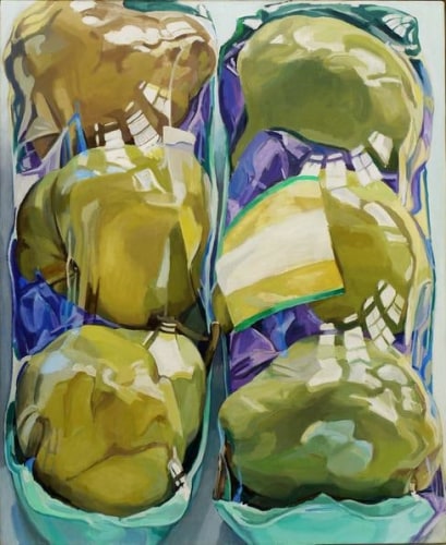 Untitled (Two Packages of Pears), 1969. Oil on canvas, 52 1/4 x 42 in.