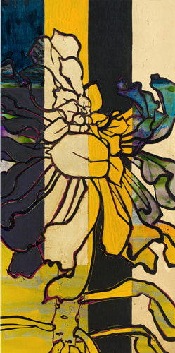 Aonium: Ochre and Black, 2015, Oil, acrylic, and gold leaf on canvas