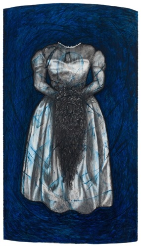 Gown, 1992, Oil stick and charcoal on paper