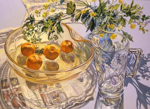 Yellow Glass Bowl with Tangerines, 2007