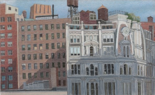 Gilsey House and Broadway Buildings I, 2009, Pastel on paper