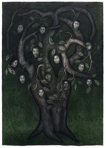 Tree, 1989, Oil stick and charcoal on paper