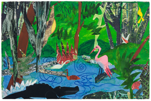 Bayou Fever, The Bayou, 1979, Collage, ink, pencil, and acrylic on fiberboard&nbsp;
