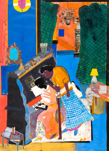 The Piano Lesson, 1984, Gouache, watercolor, and collage on paper