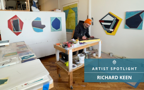 Richard Keen working in his studio. Photo courtesy of the artist and Artwork Archive