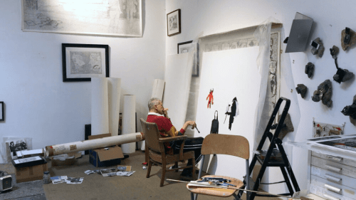 Derek Boshier in his Los Angeles studio.