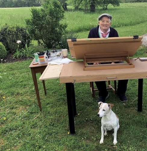 Hockney paints every day at his house in Normandy, often accompanied by his dog, Ruby &amp;copy; Jean-Pierre Gon&amp;ccedil;alves de Lima / David Hockney / BBC