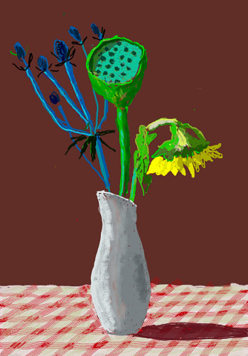 David Hockney&amp;nbsp;
&amp;quot;19th March 2021, Sunflower with Exotic Flower&amp;quot;&amp;nbsp;
iPad painting printed on paper&amp;nbsp;
Edition of 50&amp;nbsp;
89 x 63.5 cm (35 x 25 Inches)&amp;nbsp;
&amp;copy; David Hockney&amp;nbsp;