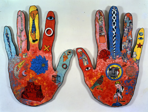 Jane Hammond, Sore Models IV (Two Hands), 1994. Oil and mixed media on panel, 69 x 93 inches. Scottsdale Museum of Contemporary Art, gift from the Bernstein Family Collection (2020.020). Artwork selected for exhibition by Collin Van Orden, SMoCA preparator.