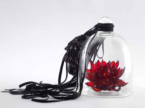 Petah Coyne Untitled #1396 (Catherine the Great), 2015 - 2020 Hand-blown glass flower, velvet ribbon, tassels, glass vitrine 11.75 x 9 x 9 inches (29.8 x 22.9 x 22.9 cm) Edition of 8 with 2 APs