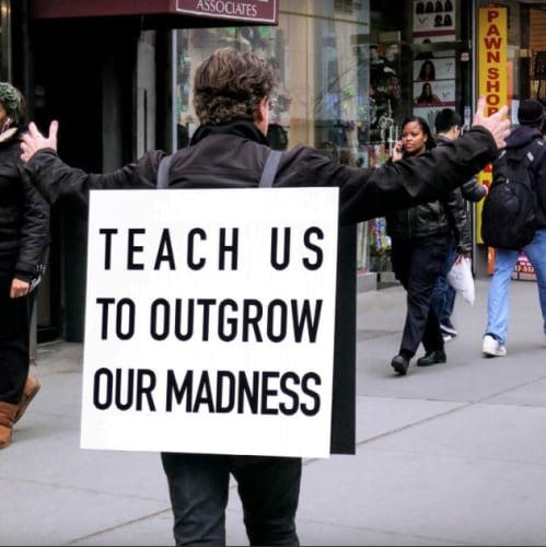 Alfredo Jaar, Teach Us To Outgrow Our Madness, 2014  Public performance