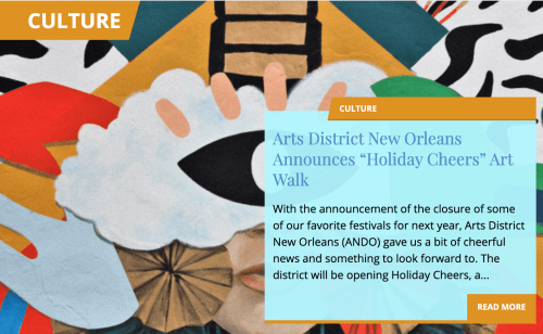 Arts District New Orleans Announces “Holiday Cheers” Art Walk