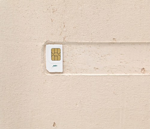 Tania Pérez Córdova, Person A (detail), 2014, SIM card on ceramic, 17 3/4 × 15 1/8 × 1 1/2".