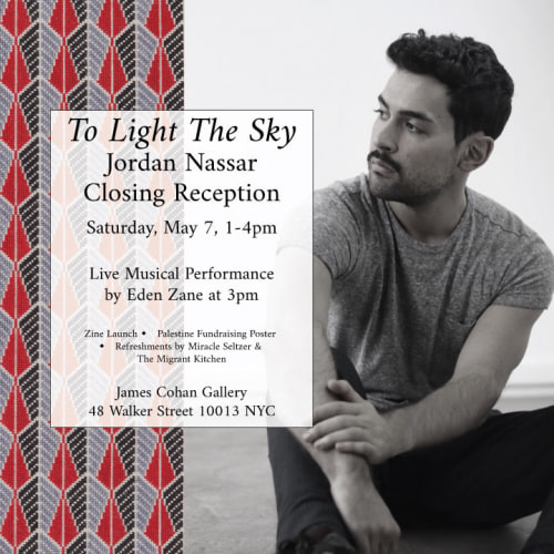 poster announcing the closing reception of the exhibition "To Light the Sky"