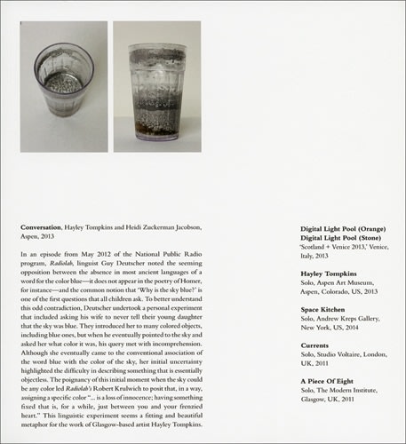 Hayley Tompkins: Conversation - Aspen Art Museum/Aspen Art Press - Publications - Andrew Kreps Gallery