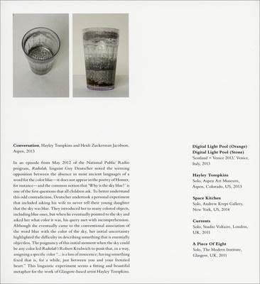 Hayley Tompkins and Heidi Zuckerman Jacobson: Conversation - Aspen Art Press/Toby Webster Ltd., Andrew Kreps - Publications - Andrew Kreps Gallery