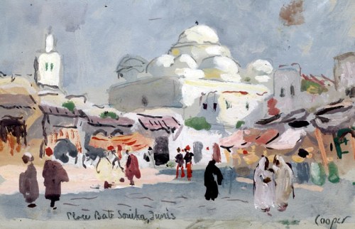 COLIN CAMPBELL COOPER (1856-1937), Tunis Street Scene with Figures for CASA / VOICE article about COLIN CAMPBELL COOPER exhibition STILLS FROM A LIFE'S CINEMA