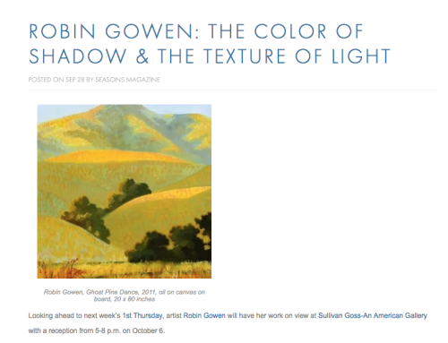 ROBIN GOWEN: THE COLOR OF SHADOW &amp; THE TEXTURE OF LIGHT