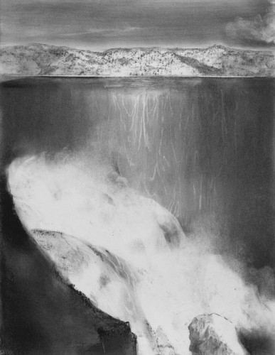 JOSEPH GOLDYNE, Waterfall Drawing 14, 2021-22 for Santa Barbara Newspress article