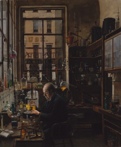 HENRY ALEXANDER, In the Laboratory, ca. 1885–87, Oil Painting