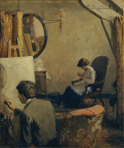 Louis Kronberg in His Studio in Copley Hall, ca. 1913