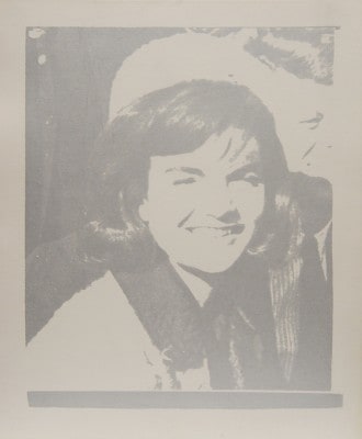 Andy Warhol, 1928 - 1987, Jacqueline Kennedy (Jackie I), 1966, Screenprint in Silver on Paper, H 24" x W 20", Stamped Verso - "Andy Warhol"