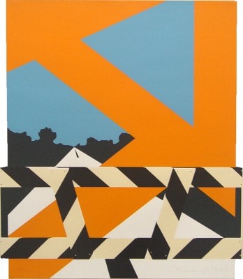 Allan D'Arcangelo, 1930 - 1998, Bridge Barrier, 1969, Screenprint in Colors, H 25.5" x W 22", Signed and Dated Lower Right - "D'Arcangelo, 1969", Edition of 120