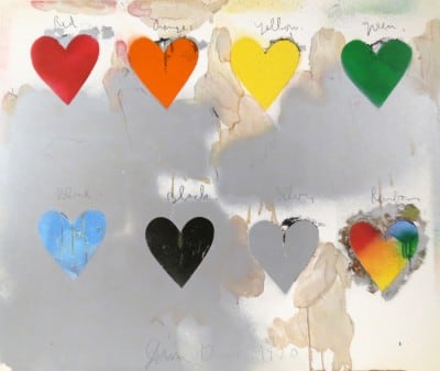 Jim Dine, born 1935, Eight Hearts, 1970, Screenprint In Colors, H 25.5” x W 30.25”, Signed and Dated Lower Center