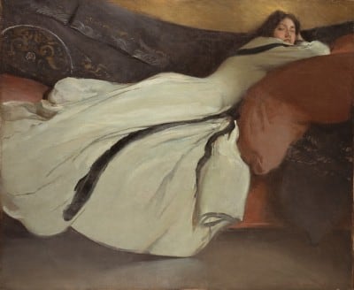 JOHN WHITE ALEXANDER, Repose, 1895, Oil on Canvas, Signed