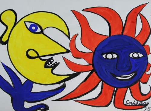 Sun and Moon, 1975, Gouache on Paper