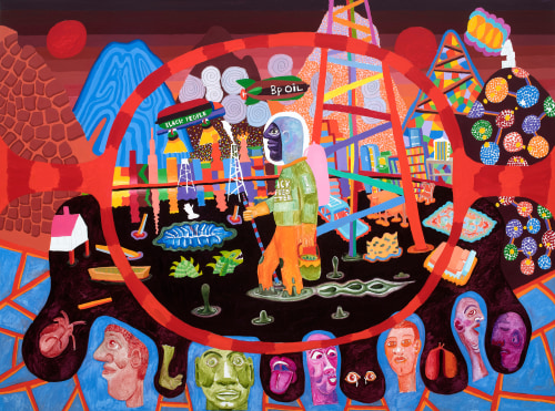PETER WILLIAMS, “Black Peoples Oil,” 2019 (oil on canvas, 72 x 96 inches). | © Peter Williams, Courtesy the artist and Luis De Jesus Los Angeles